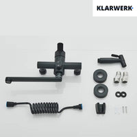 MAX |rubinetto miscelatore gastronomia montaggio a parete nero|rubinetto cucina professionale acciaio inox con doccetta|ristorante parete bocca piatta