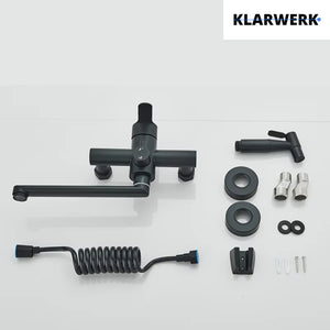 MAX |rubinetto miscelatore gastronomia montaggio a parete nero|rubinetto cucina professionale acciaio inox con doccetta|ristorante parete bocca piatta