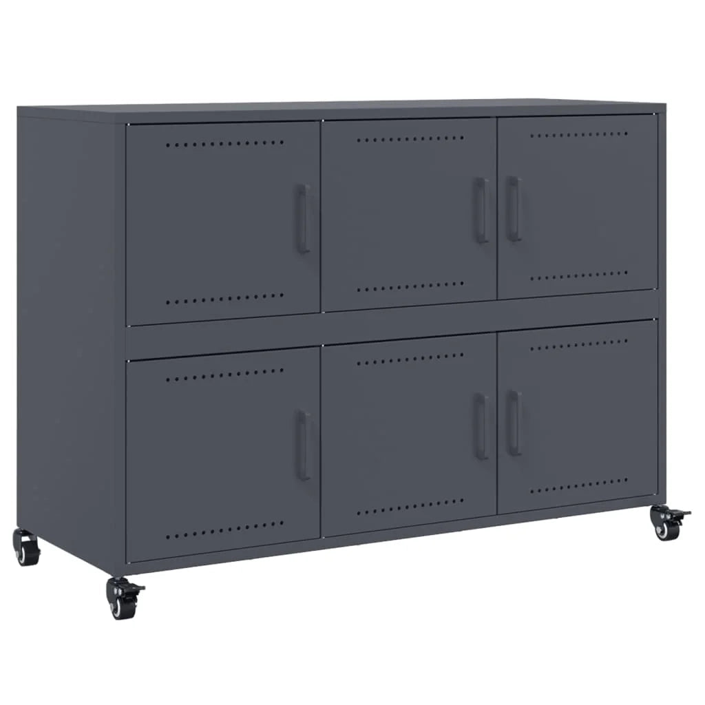 Buffet credenza cassettiera armadio mobile contenitore organizer per cucina soggiorno salotto 100,5 x 39 x 72 cm acciaio antracite 02_0029686