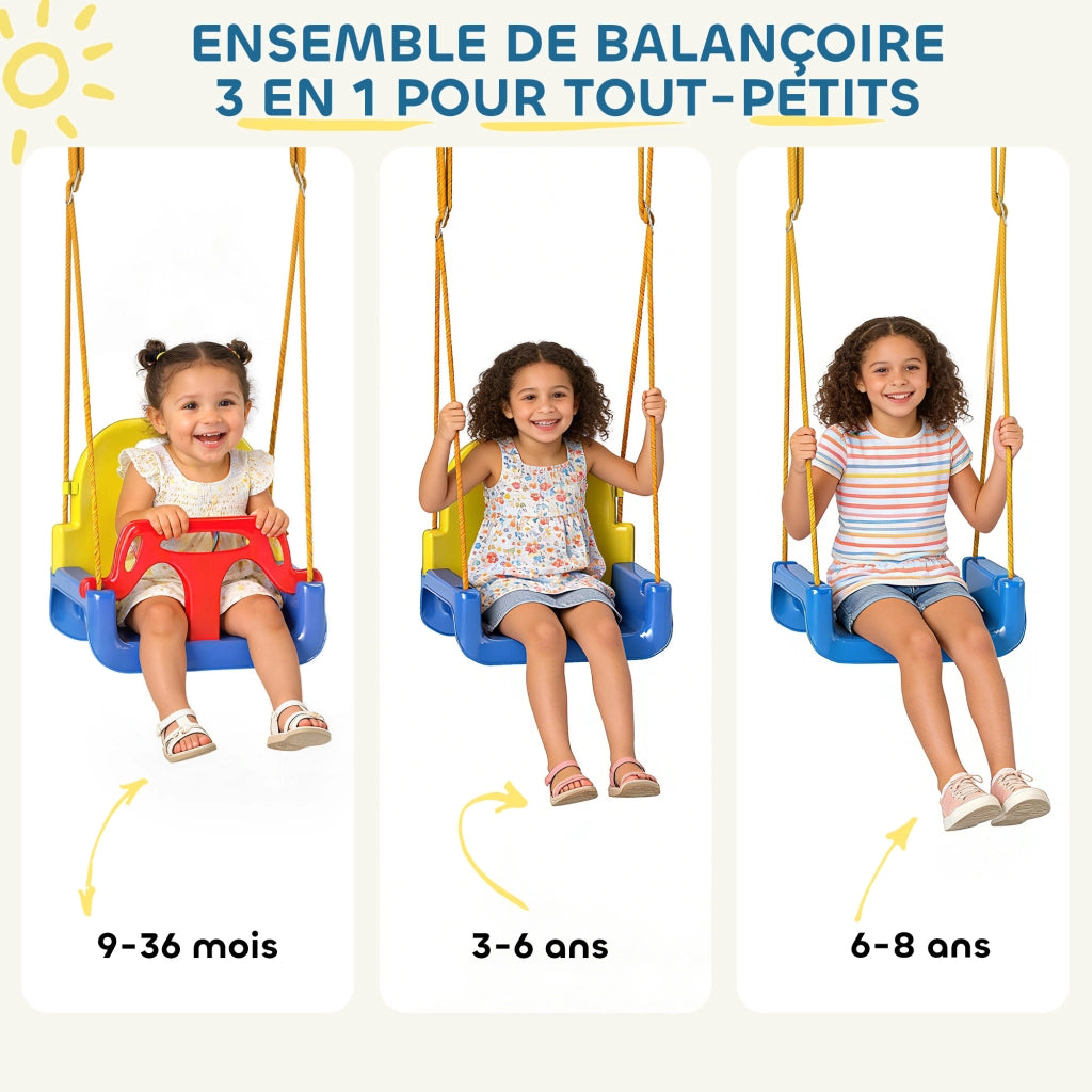 Altalena per bambini 3 in 1 ¨C zephmum ¨C Pieghevole, regolabile, multicolore