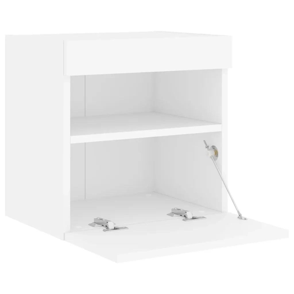 Mobile TV a Parete con Luci LED-Mobile TV a Muro Bianco 40x30x40 cm