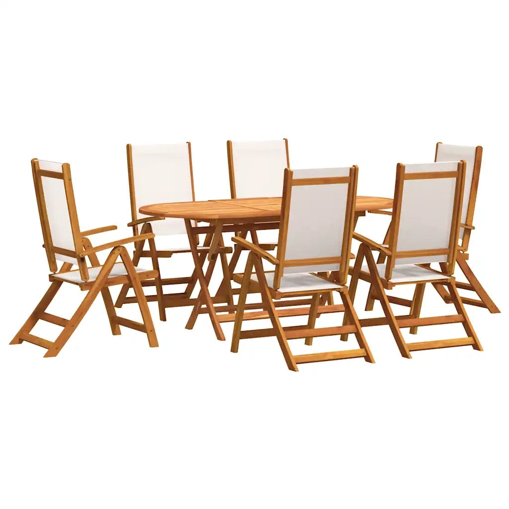 Set Pranzo da Giardino 7pz Legno Massello di Acacia e Textilene