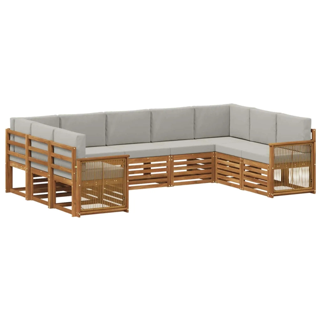 Set divano sezionale con cuscino 7 pcs Naturale e Grigio Chiaro 3384837