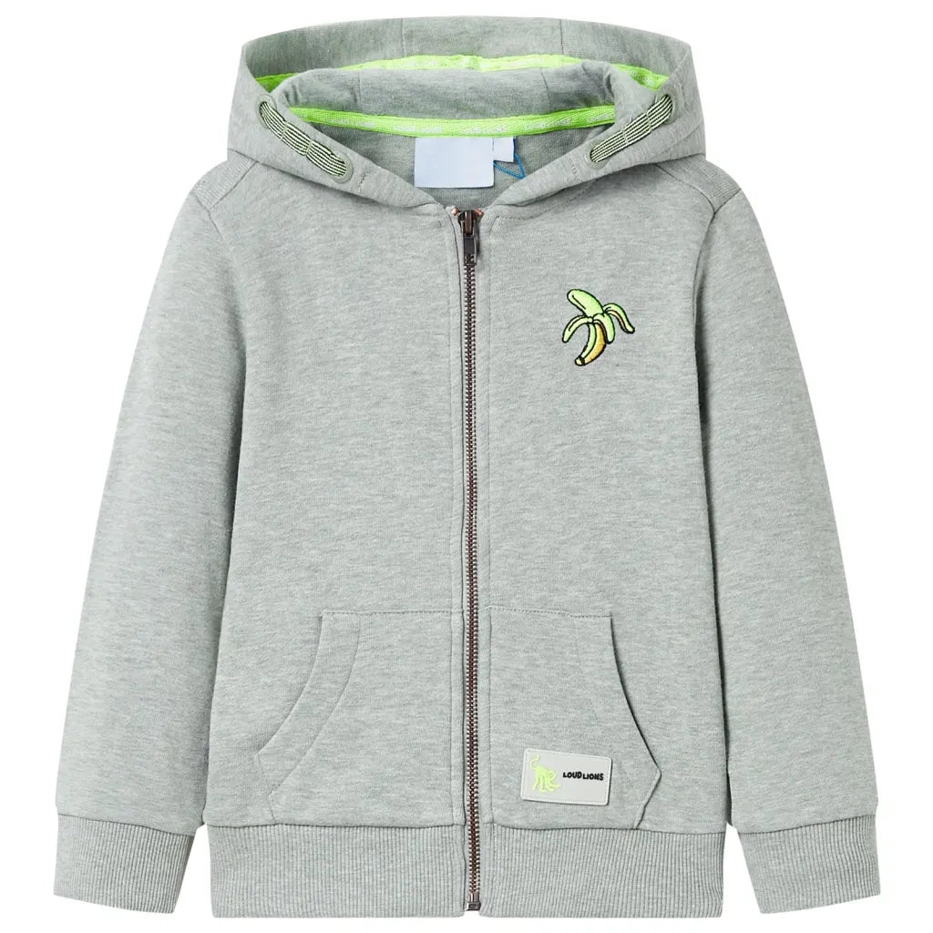 Felpa con Cappuccio e Cerniera da Bambino Cachi Chiaro MÃ©lange 104