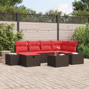 Set Divano da Giardino con cuscino 7 pcs Marrone polyrattan 3359393