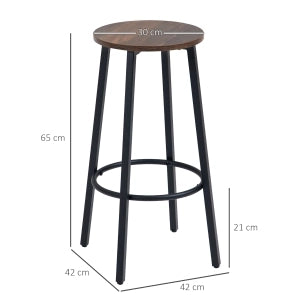 SGABELLO ALTO Set da 2 pezzi 42x42x65 cm Brown compensato e acciaio