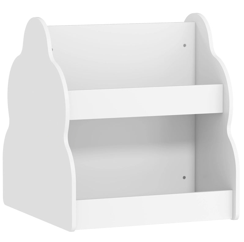 Libreria per bambini bifacciale su ruote in legno, bianca