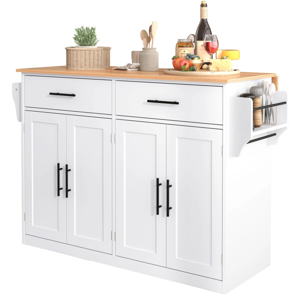 Carrello da cucina con piano ribaltabile e ruote; MDF bianco naturale