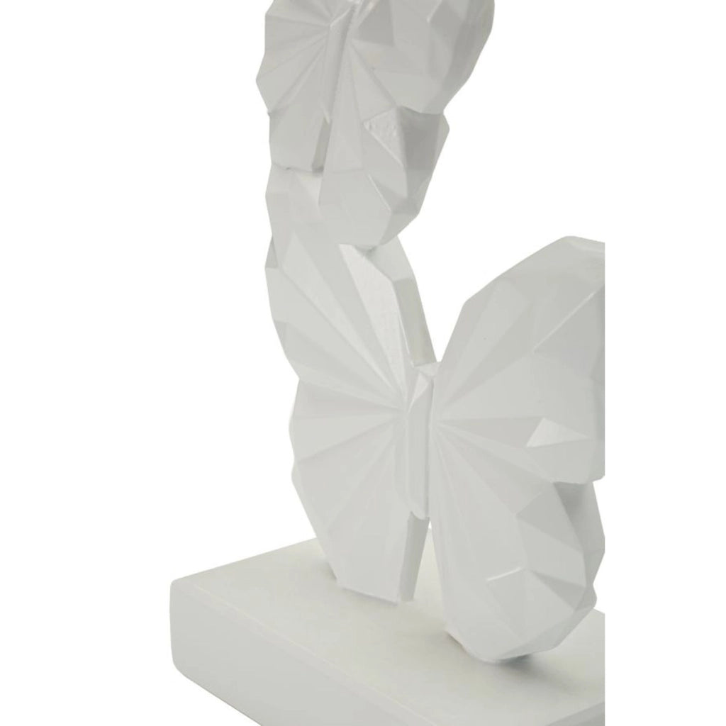 Scultura decorativa Farfalle in poliresina bianca