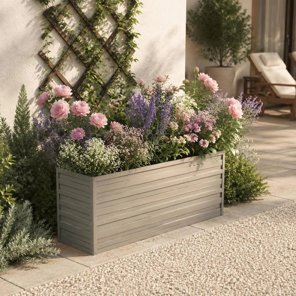 Garden Raised Bed 100x40x45 Cm Galvanized Steel Silver