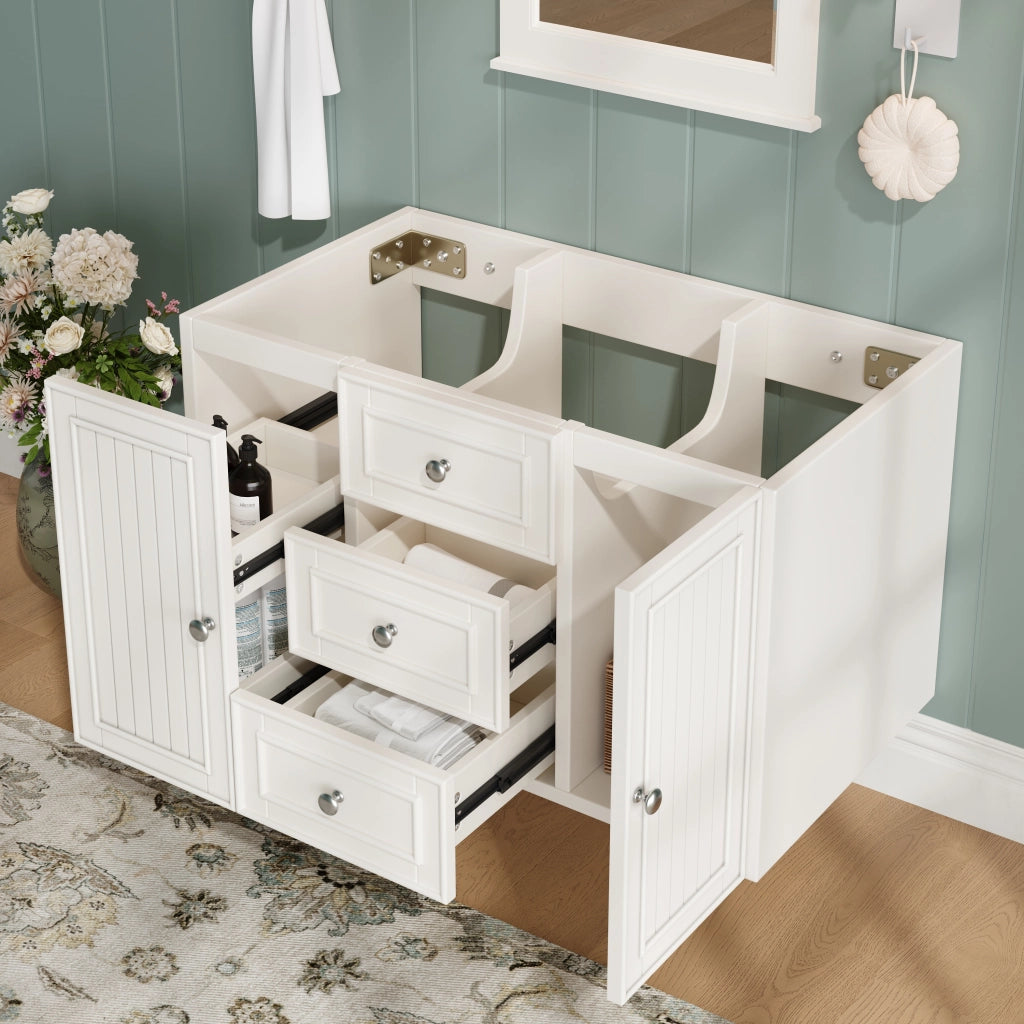 Mobile sottolavabo sospeso con 3 cassetti e vano contenitore per bagno moderno bianco 78,5 × 46 × 46,8 cm
