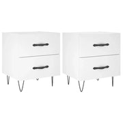 Set di 2 Comodini | Armadio da Notte | Mobiletto da notte Bianchi 40x35x47,5 cm in Legno Multistrato