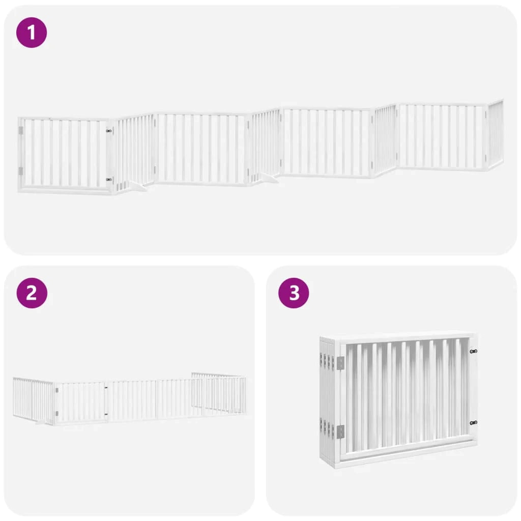 Cancelletto di sicurezza per animali domestici porta pieghevole 8 pannelli legno di pioppo bianco 02_0023268
