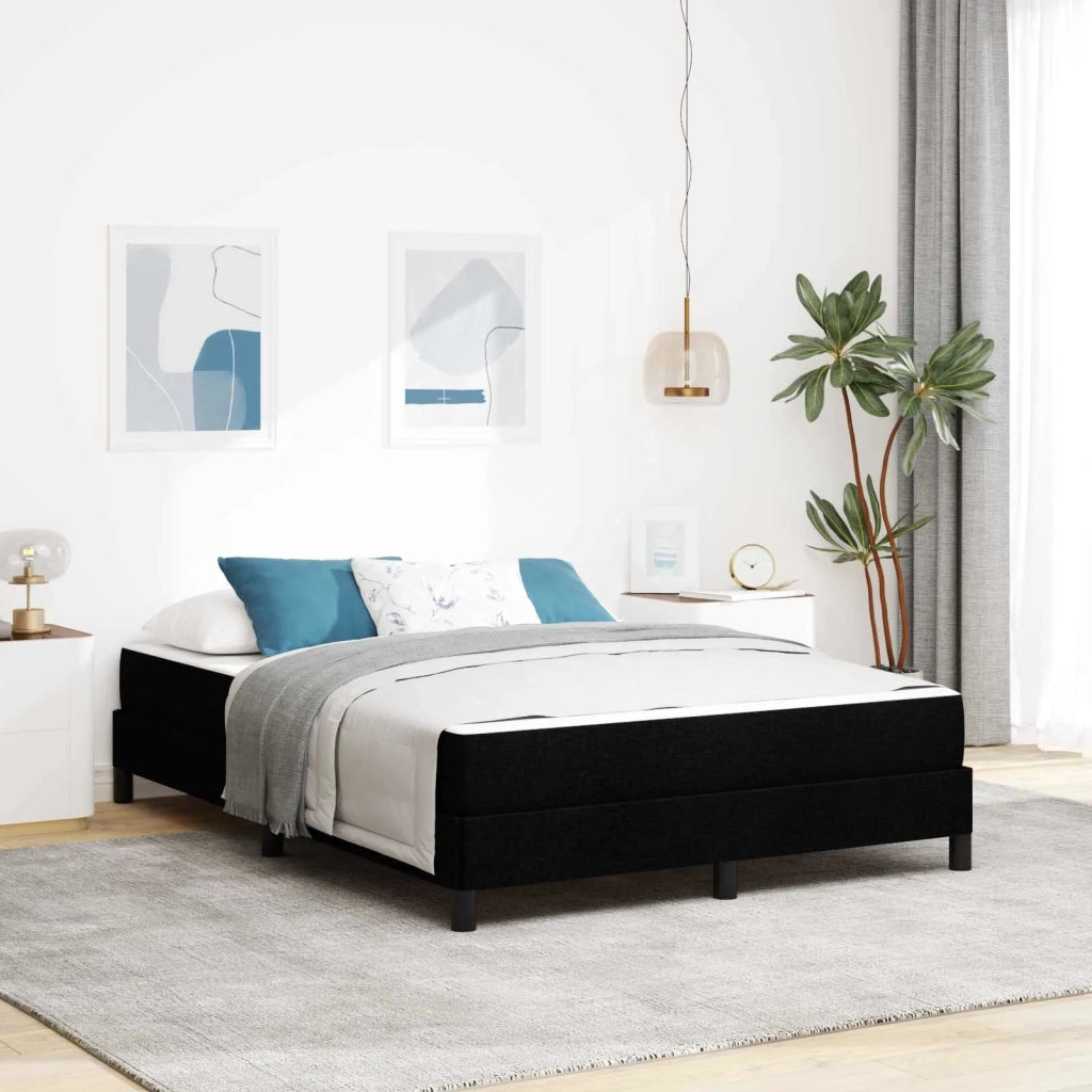 Letto a molle con materasso Nero 160 x 200 cm Tessuto