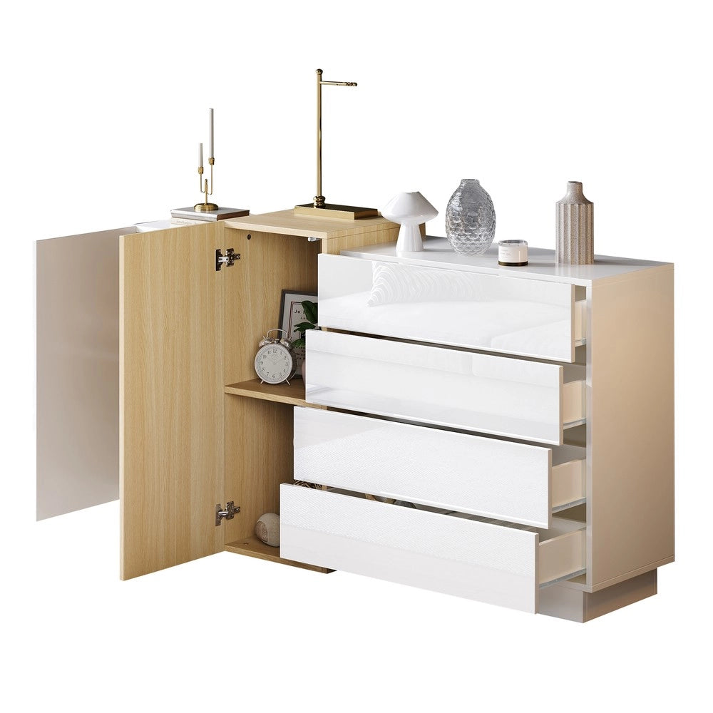Credenza Moderna Lucida ¨C MINIMAL ¨C Bianco, Legno