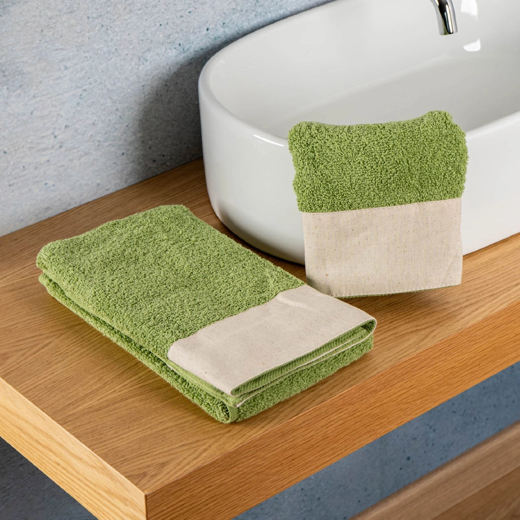Set Asciugamani Bagno 2 Pezzi con Balza in Lino – Salvietta + Ospite – Morbidi, Super Assorbenti e Delicati sulla Pelle – Certificati OEKO-TEX – Eleganti e Resistenti  Prato