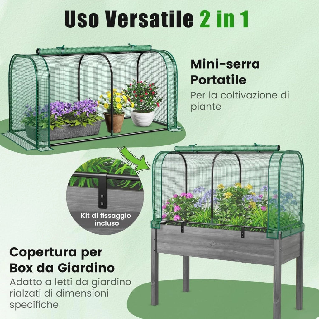 Mini Serra 118 x 55 x 60 cm, Serra con Copertura Impermeabile e Protettiva dal Sole in PE, Struttura Metallica Resistente alla Ruggine e Porta con Cerniera Arrotolabile (Verde)