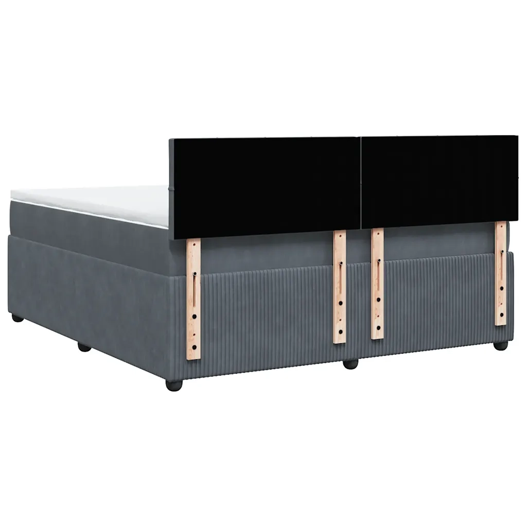 Giroletto a Molle con Materasso Grigio Scuro 180x200 cm Velluto