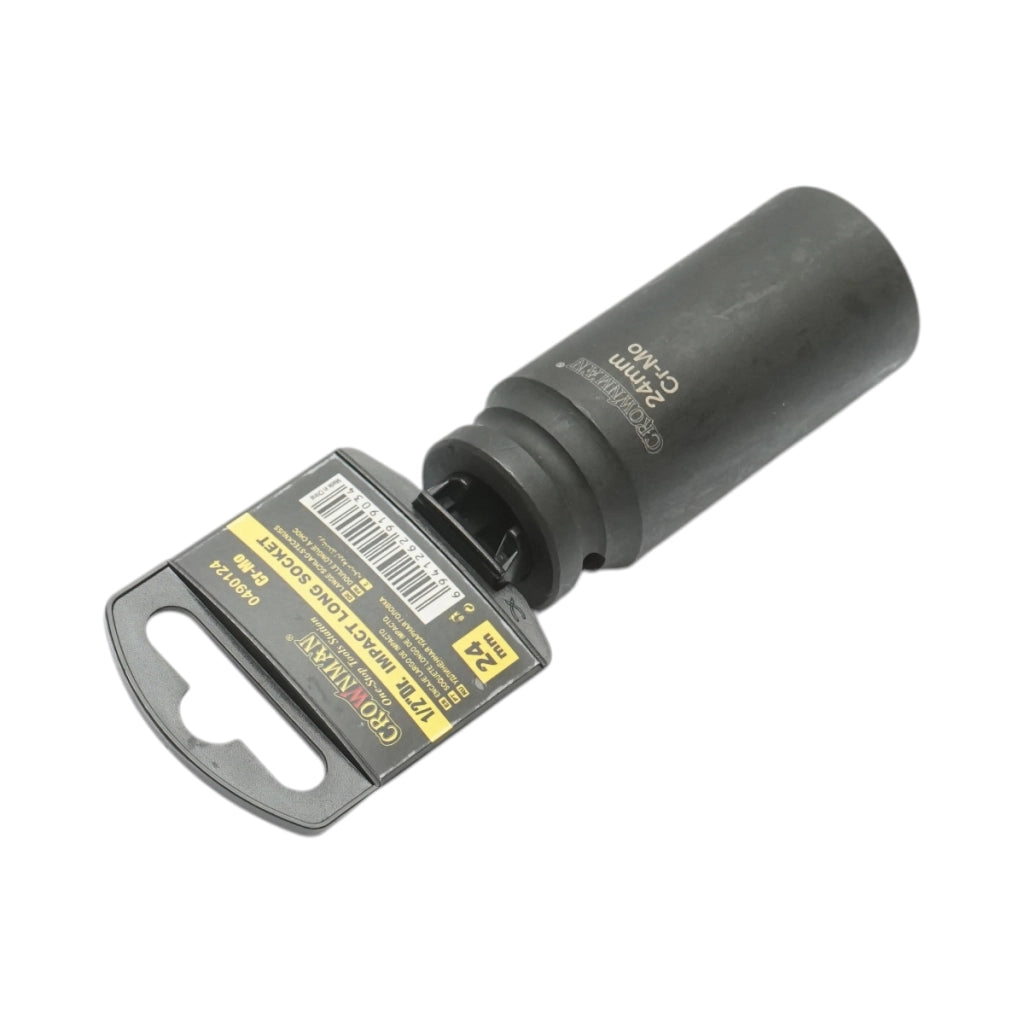 Chiave a bussola a impatto Crownman da 24 mm, attacco quadro da 1/2" in acciaio Cr-Mo