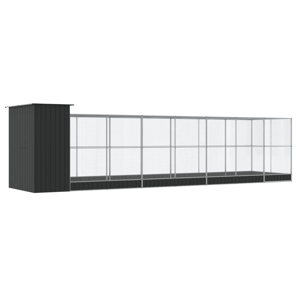 Voliera a gabbia con estensione in argento 830 x 203 x 216 cm acciaio argento 02_0045663