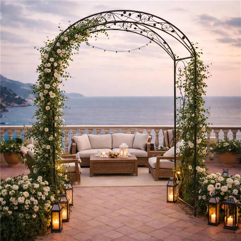 ARCO ANDERSON GRIGIO ANTICO IN ACCIAIO VERNICIATO A POLVERE 135 X 47,5 X H230CM