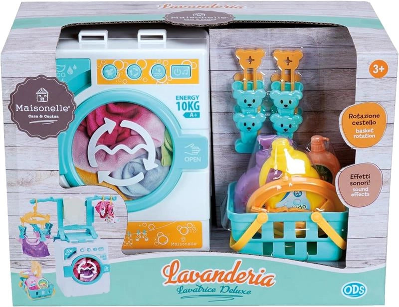 MAISONELLE - LAVANDERIA DELUXE
CON LAVATRICE E ACCESSORI BUCATO,
CESTINO BIANCHERIA, VESTITI, FLACONI DETERSIVI