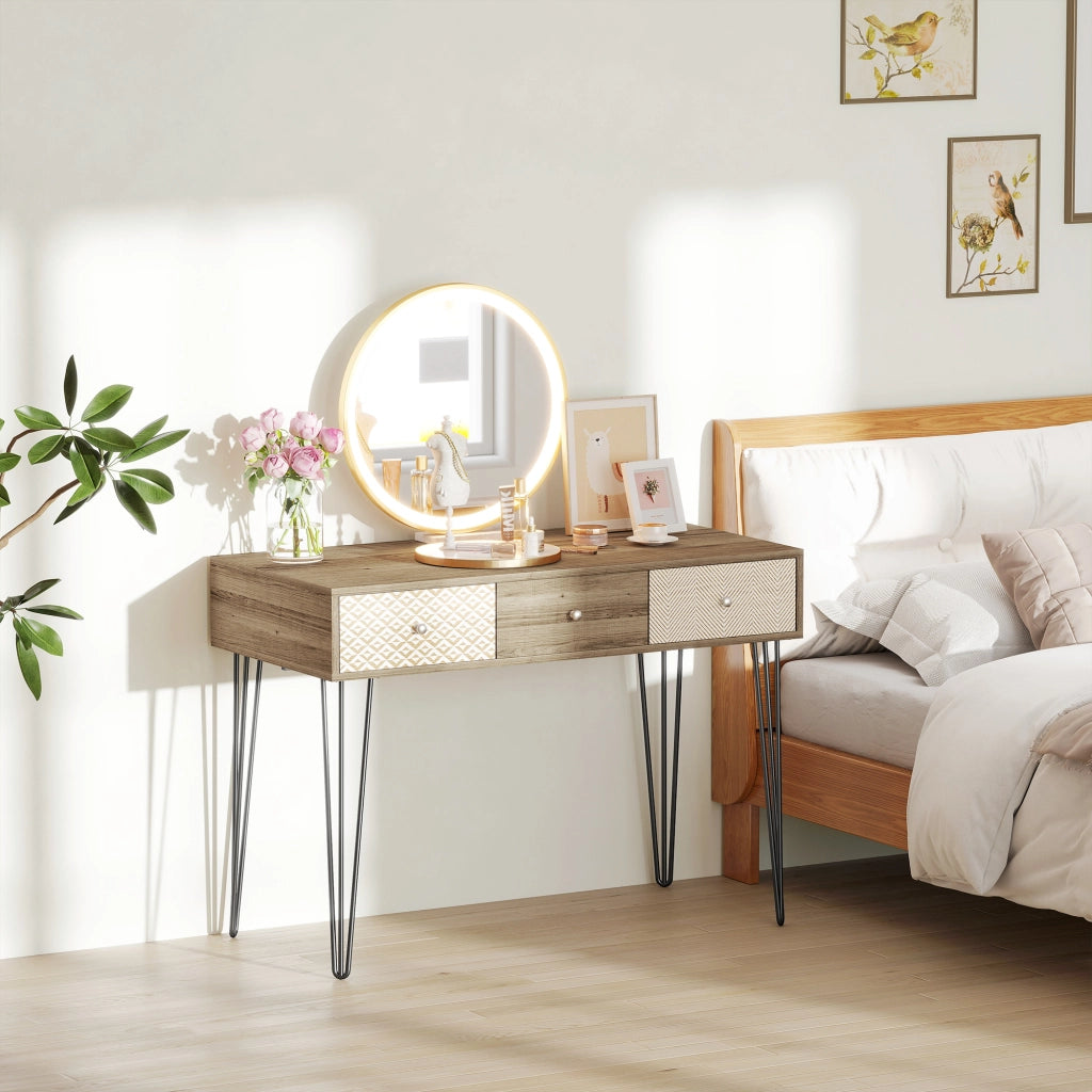 Scrivania in Legno con Cassetti ¨C zephmum ¨C Marrone 105x50x75 cm