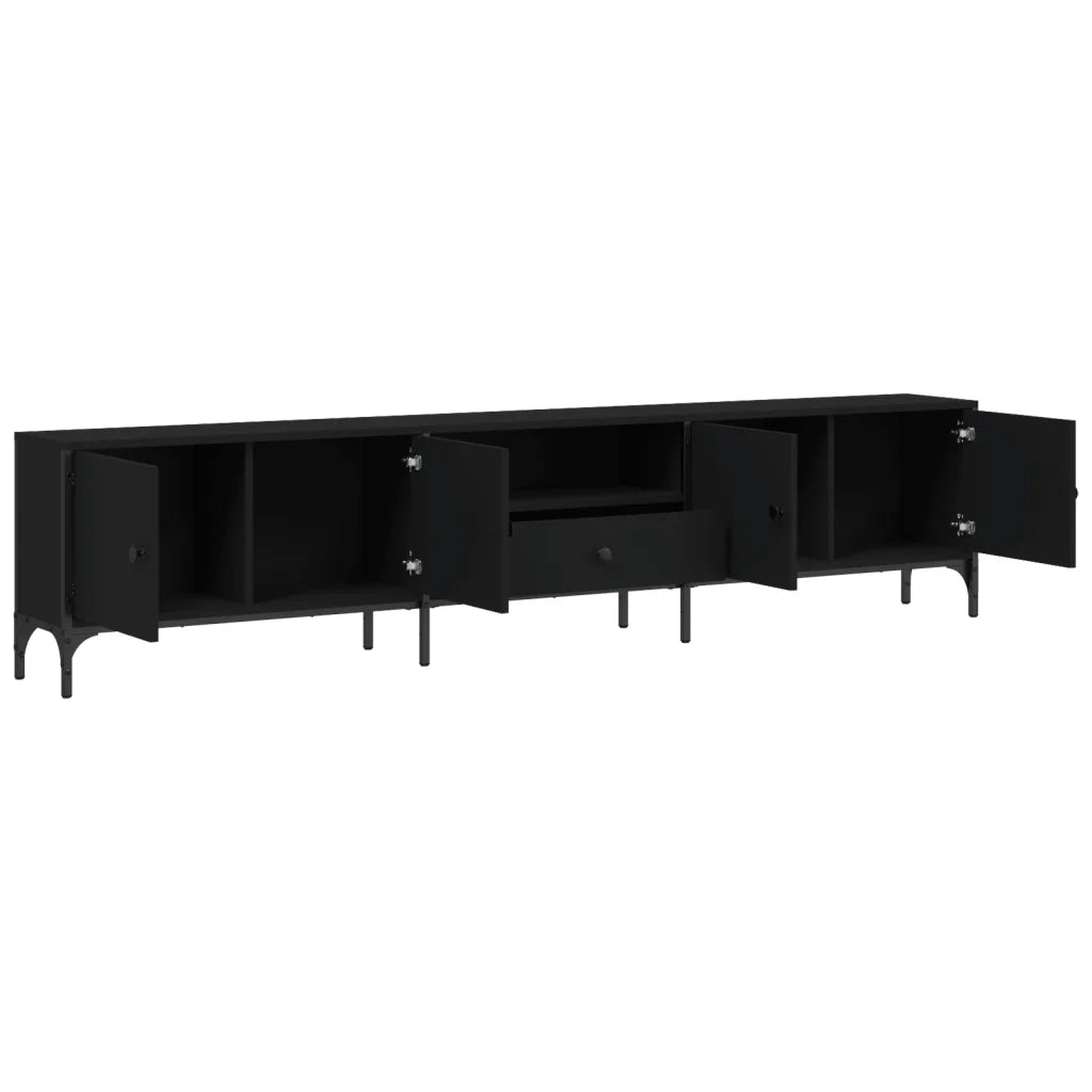 Mobile TV con Cassetto Nero 200x25x44 cm in Legno Multistrato 838988