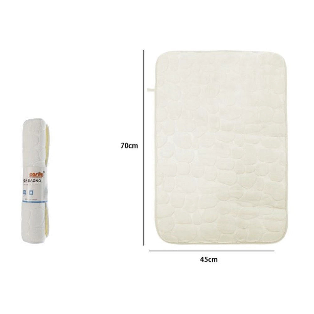 Trade Shop - Tappeto Tappetino In Tessuto Effetto Sassi Per Arredo Bagno 45x70cm 79927 Bianco -