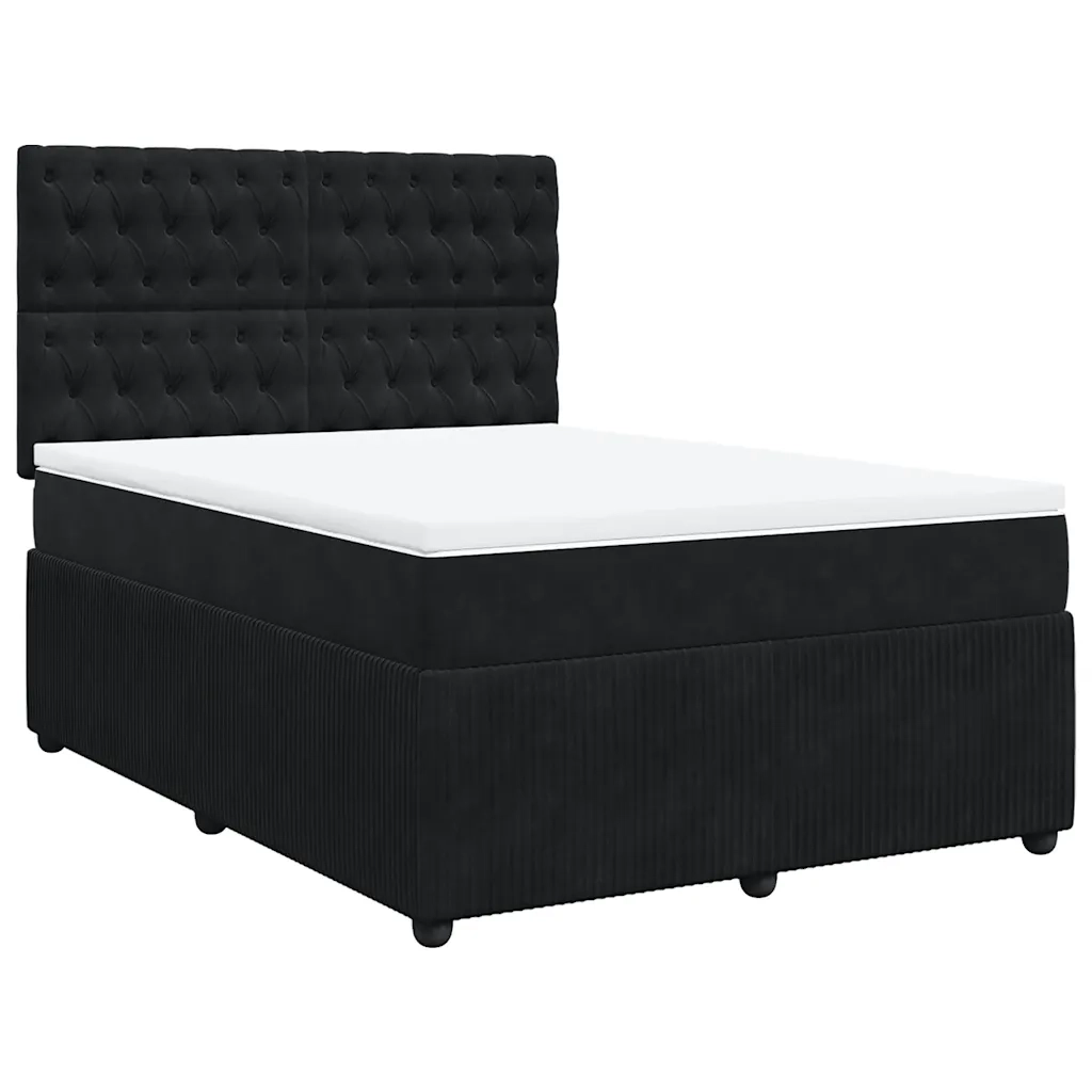 vidaXL Giroletto a Molle con Materasso Nero 140x200 cm in Velluto