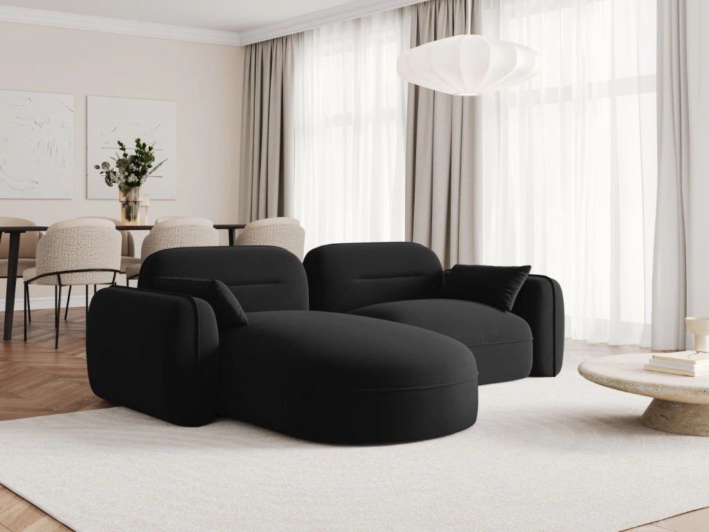 Cosmopolitan Design - Divano angolare modulare sinistro "Sydney" 3 posti in velluto nero 