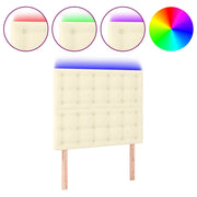 Testiera | Testata a LED Crema 90x5x118/128 cm in Similpelle