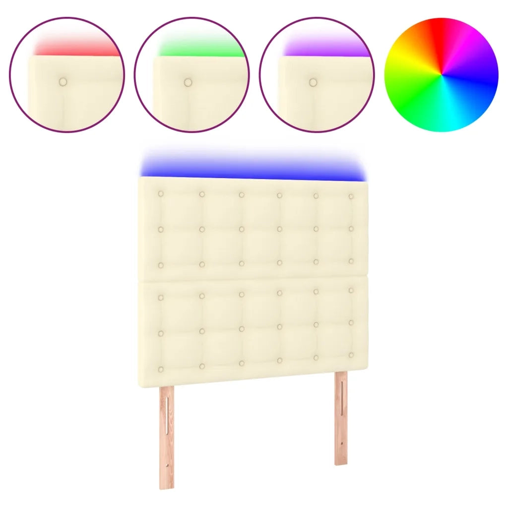 Testiera | Testata a LED Crema 90x5x118/128 cm in Similpelle