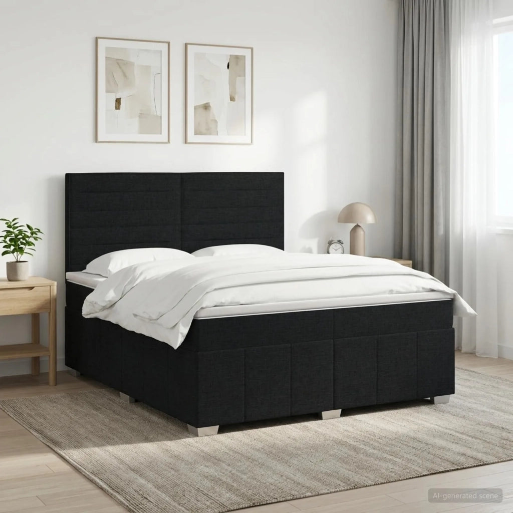 Letto box spring con materasso Nero 140 x 190 cm Tessuto 3454129