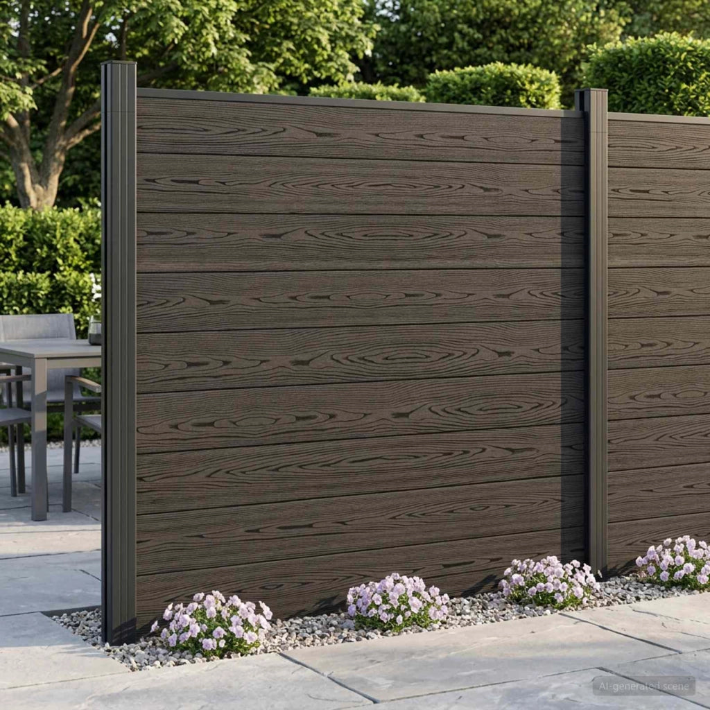 Set di Recinzione 175 x 186 cm WPC e Alluminio Nero 42039060