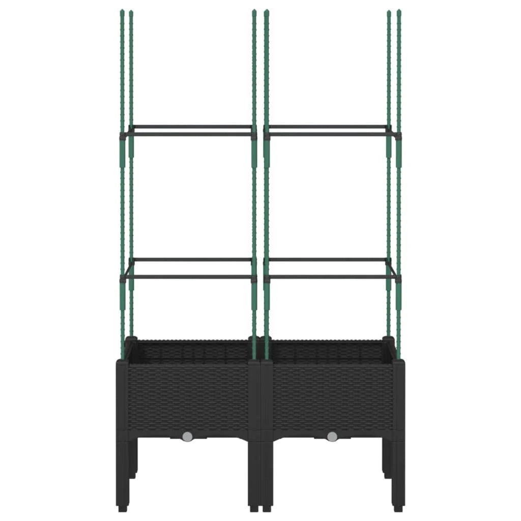 Fioriera rialzata per piante fiori patio giardino con traliccio 80 x 40 x 142,5 cm PP nero 02_0038316
