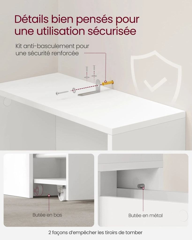 Mobiletto da bagno 40 x 18 x 134,4 cm alto mobiletto sottile con cassetti e ripiano regolabile mobiletto per piccoli spazi stile moderno bianco 12_0006475