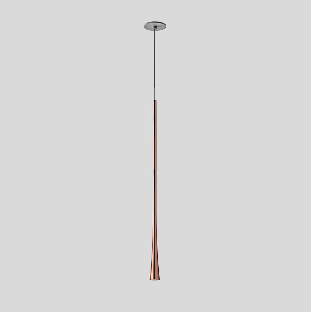 Dafne S/G Lampada a Sospensione Singola LED 7W 3000K CRI>90 in Alluminio - Rame con Rosone Nero - Gealuce
