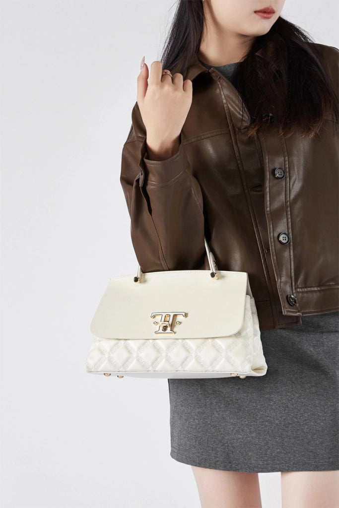 Borsa a mano in vera pelle bianca