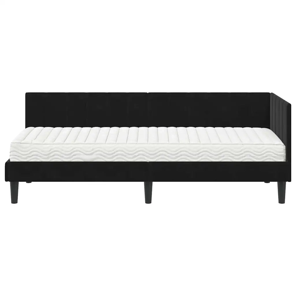 Struttura Letto Angolare con Materasso 2 pcs Nero Velluto