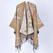 Nuovo scialle con nappe jacquard e motivo paisley - Elegante e caldo scialle con nappe