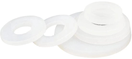 Pakking in Nylon PA66 - 50 pezzi - Plastica bianca - Tuletti di passaggio - Anelli isolanti - Resistenza alla corrosione - Pakking piatti