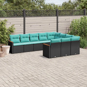 Set Divani da Giardino 10 pz con Cuscini Nero in Polyrattan 3226337