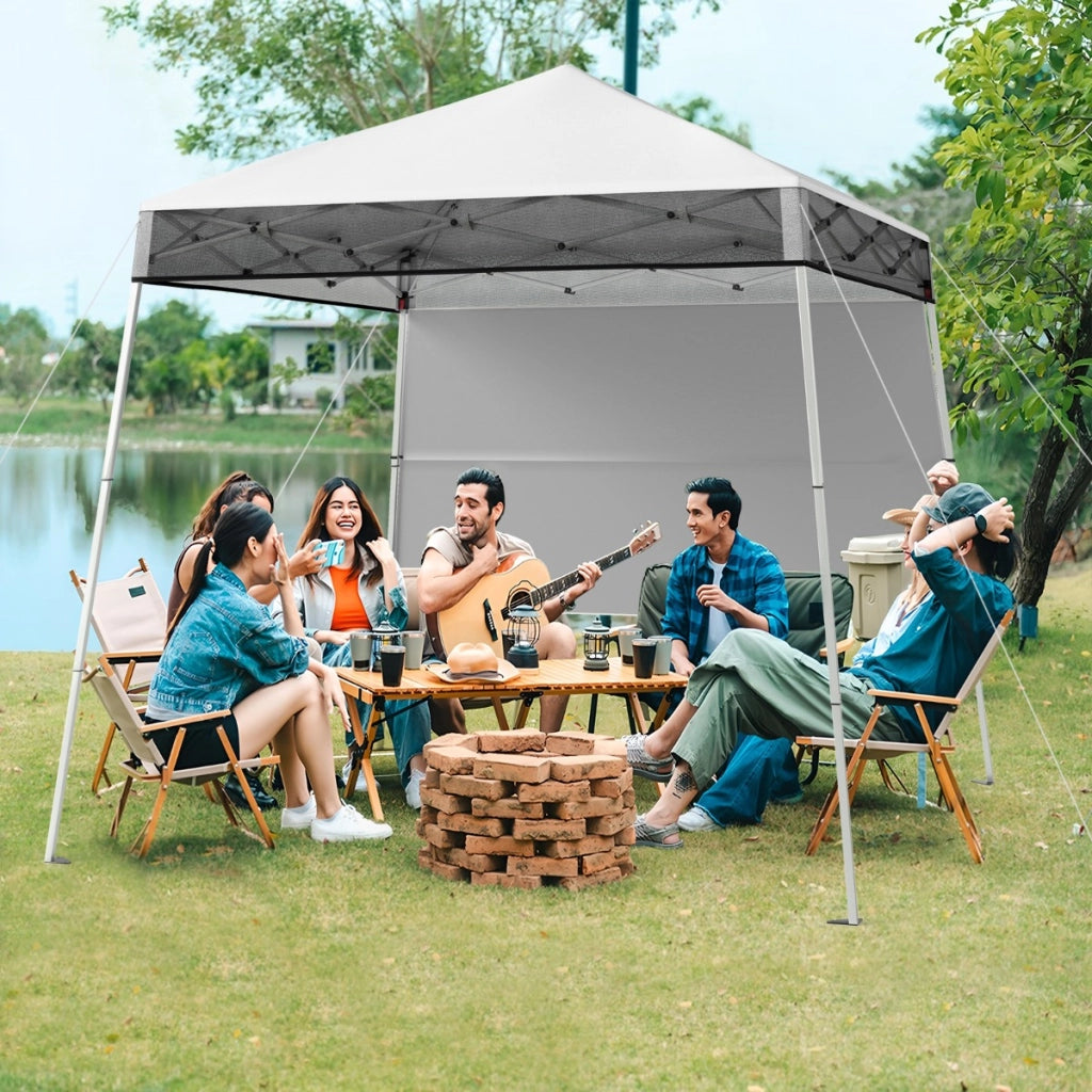 Gazebo pieghevole per esterni con gambe inclinabili regolabili per feste, Tenda a baldacchino pop-up 180 x 180 cm Bianco