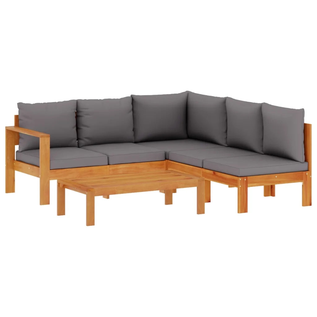 Set Divani da Giardino 4pz con Cuscini Legno Massello di Acacia