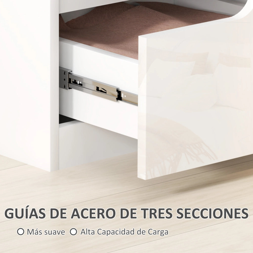 Comodino Moderno con Cassetti ¨C zephmum ¨C Bianco Lucido 40x40x48 cm