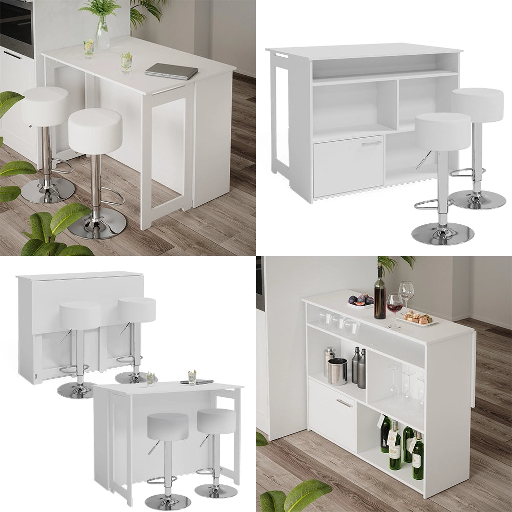 Vicco Tavolo bar con sgabelli Bianco 116 x 37 cm con 2 sgabelli da bar