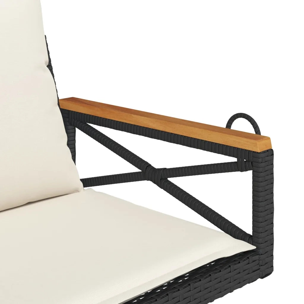 Panca da Giardino | Panchina a Dondolo con Cuscini Nera 63x62x40 cm in Polyrattan