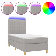 Letto singolo | Letto per adulti | Letto a Molle Materasso e LED Grigio Chiaro 80x200 cm Tessuto
