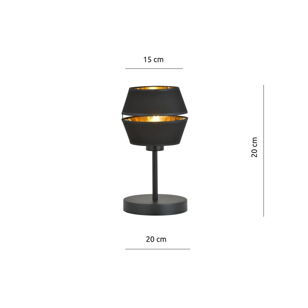 Lampada Da Tavolo Contemporanea 1 Luce Bellerofonte In Metallo Nero E Oro